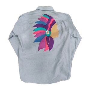 Vintage Sunbelt Sportswear Women's Sm Oversize Embroidered Button Down Chambray